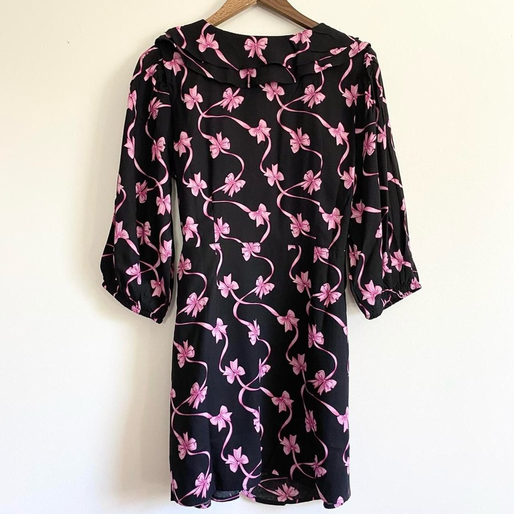 Miss Selfridge Black Dress with Pink Bow Pattern - Picture 2 of 6